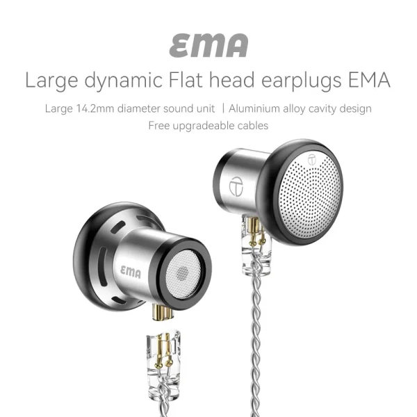 New TRN EMA 14.2mm Dynamic Driver In Ear Earphone Bass Metal Flat Head Plug Earburd Replaceable Headset T350 MT4 For Xiaomi - Image 2