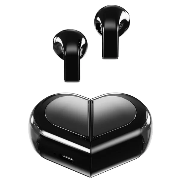 Wireless Bluetooth 5.3 Earphones Heart Shaped TWS Heart Shaped In-Ear Earbuds Couple Earphones Gamer Earphones Black-Elect - Image 6