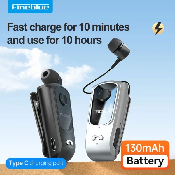 Fineblue F920 Mini Wireless Earphone Retractable Portable Bluetooth Headset Calls Remind Vibration Sport Run Gamer Headphone - Image 2