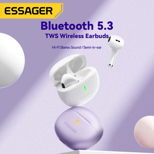 Essager Bluetooth Earphones 5.3 Wireless Headphones TWS Earbuds Semi-in-ear Stereo Sports mini Headsets With Mic For All Phones - Image 2