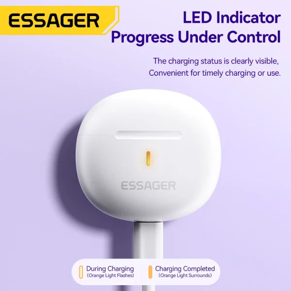 Essager Bluetooth Earphones 5.3 Wireless Headphones TWS Earbuds Semi-in-ear Stereo Sports mini Headsets With Mic For All Phones - Image 6