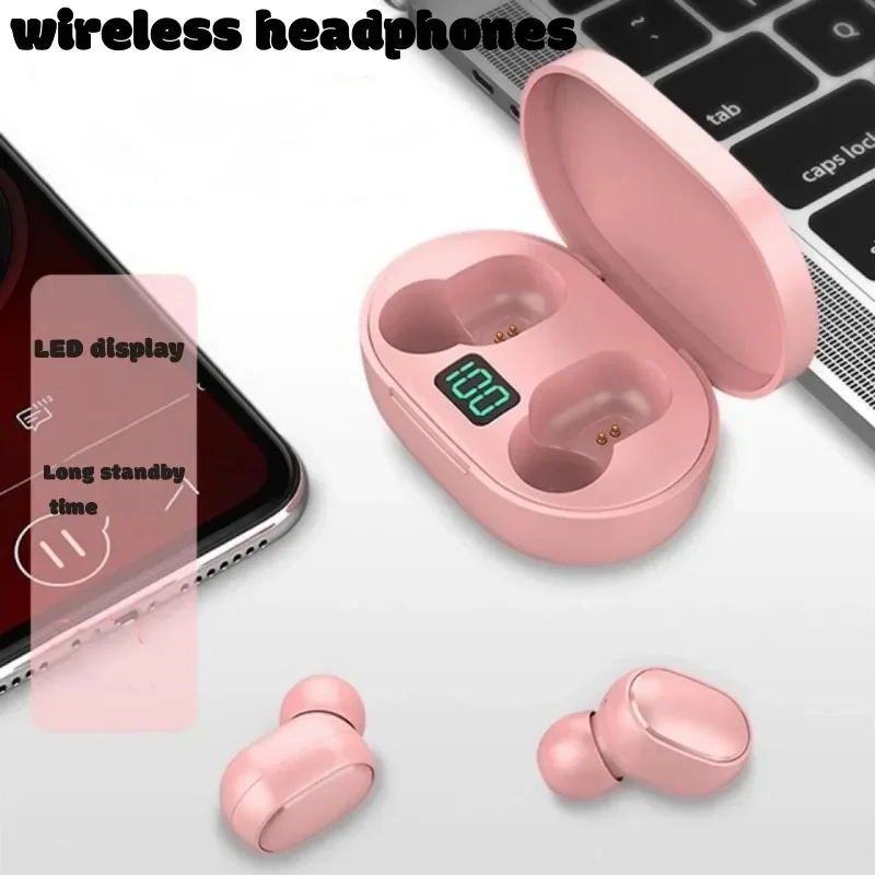 TWS E6S Wireless Earbuds Noise Canceling Waterproof Ear Buds in-Ear Stereo Headphones with LED Display Charging Case