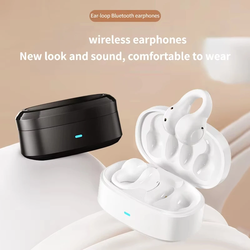 Wireless Bluetooth TWS Headset Stereo Sound Ear Clip Long Battery Life Earbuds Noise Reduction Headphone Sports Earphone