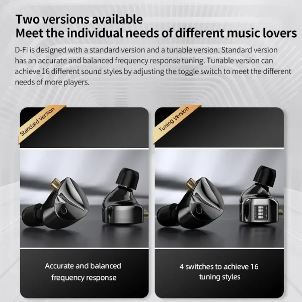KZ D-Fi Earphones HIFI Bass Earbuds Monitor 4-Level Tuning Switch Headphone Sport Stereo Sound Noise Reduction Headset - Image 4