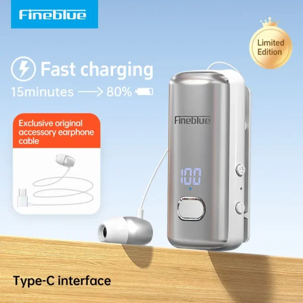 Fineblue F580 Lavalier Wireless Headphones Bluetooth 5.3 Headphones with Microphone Power Display Earbud Noise Interference Free - Image 2