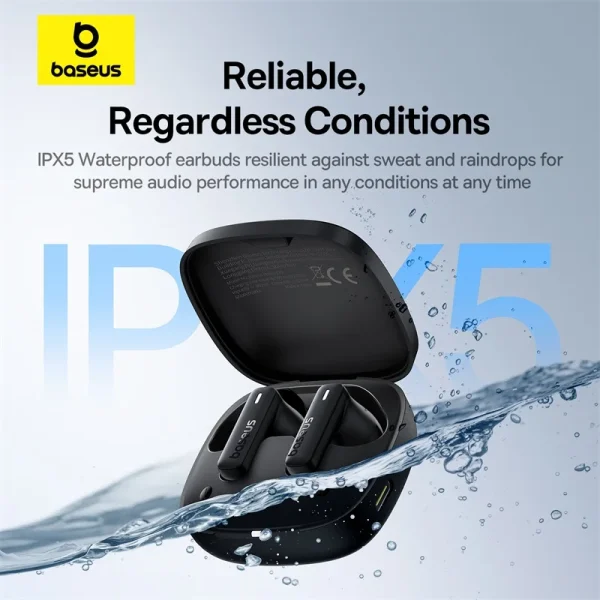 Baseus Bowie E19 Wireless Earphones Bluetooth 5.3 Big Bass 12mm Drivers IPX5 Waterproof Earbuds 33Hrs Battery Life Headphones - Image 4