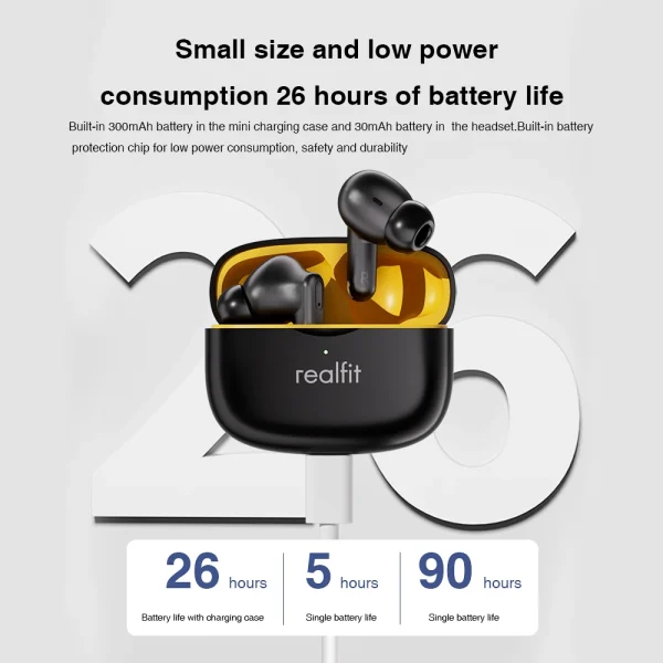 Realfit F3 ANC Active Noice Cancellation Bluetooth Earphones ENC Call HIFI Stereo Superb Bass Wireless Earbuds Sport Gaming - Image 6