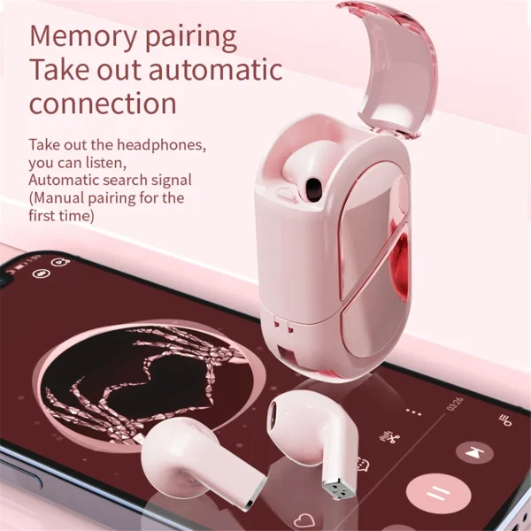Wireless Bluetooth 5.3 Earphones Heart Shaped TWS Heart Shaped In-Ear Earbuds Couple Earphones Gamer Earphones Black-Elect
