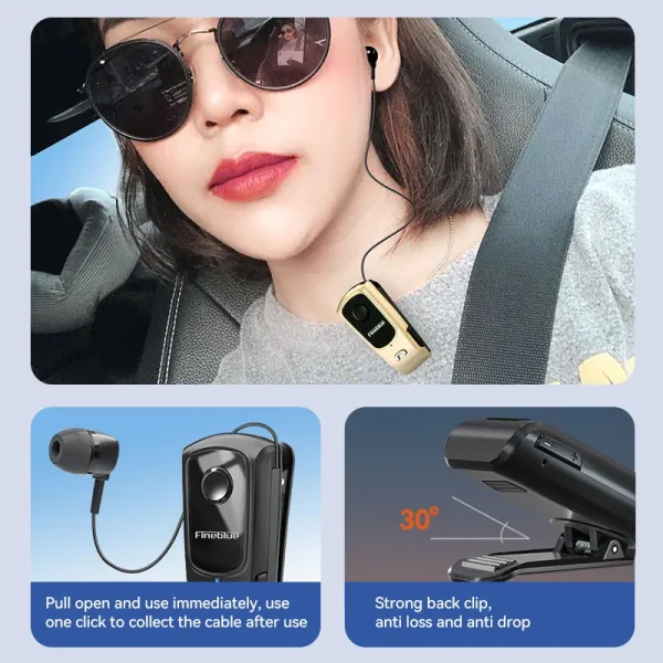 Fineblue F920 Mini Wireless Earphone Retractable Portable Bluetooth Headset Calls Remind Vibration Sport Run Gamer Headphone - Image 3