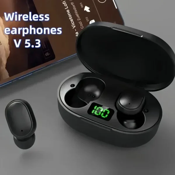 TWS E6S Wireless Bluetooth Headphones Waterproof Noise Cancelling LED Earbuds with Mic Wireless Headset Bluetooth Earphones