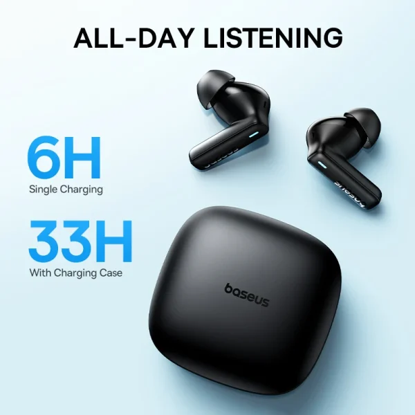 Baseus Bowie E19 Wireless Earphones Bluetooth 5.3 Big Bass 12mm Drivers IPX5 Waterproof Earbuds 33Hrs Battery Life Headphones - Image 5